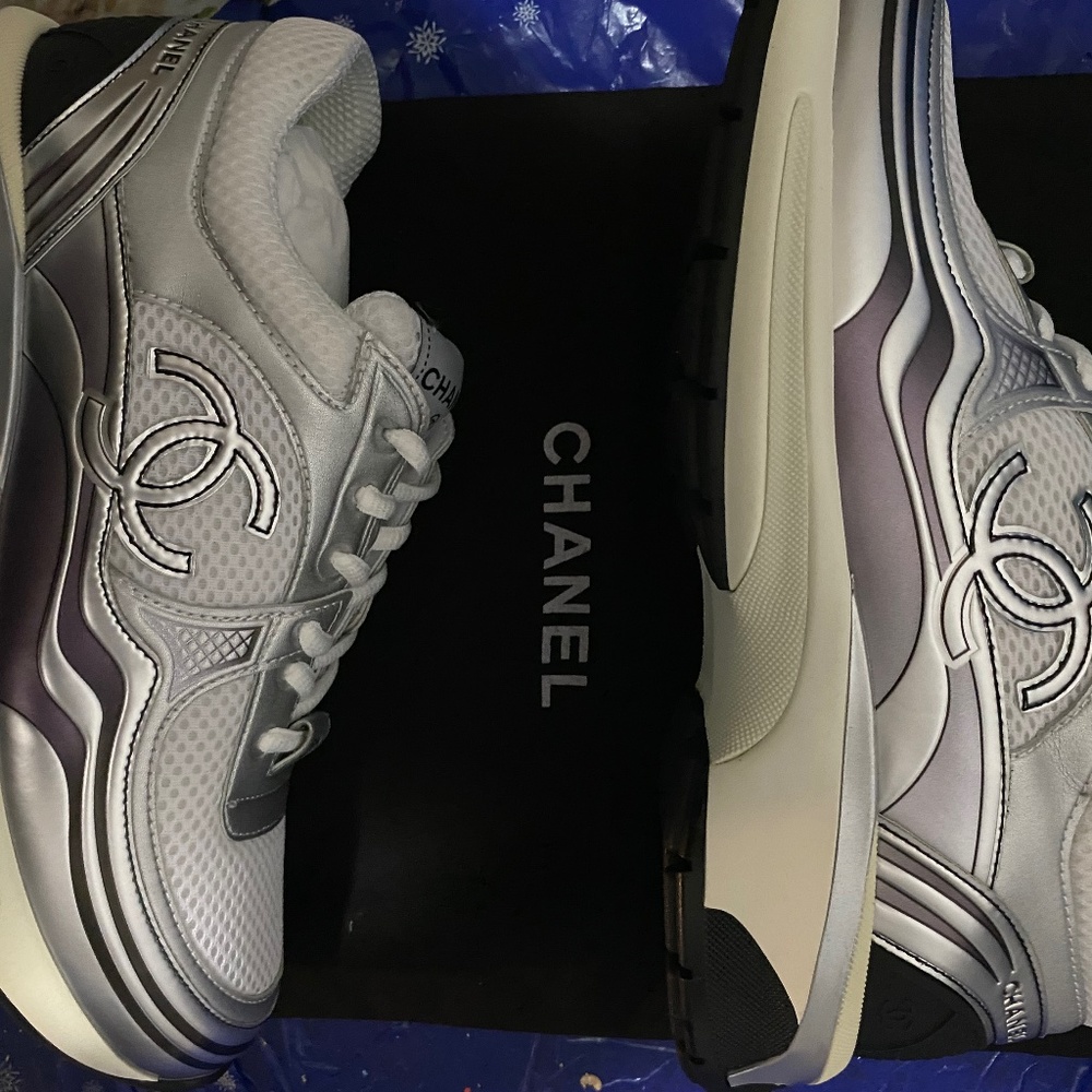 Chanel Silver Trainers Sneakers